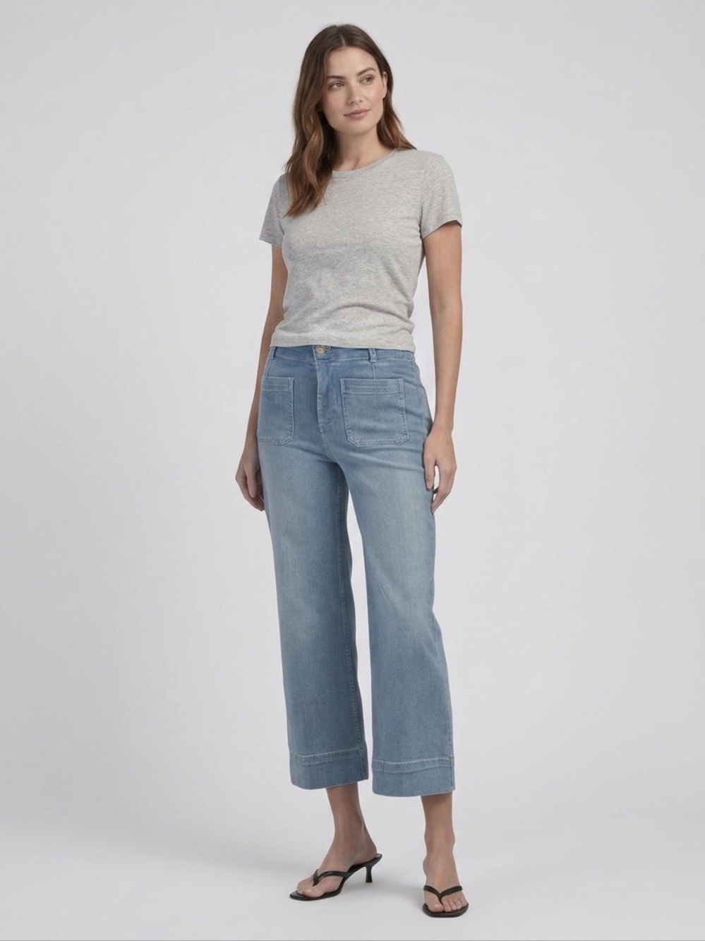 Bagatelle NWT Light Blue Wide Crop Front Pocket Jeans Size 30